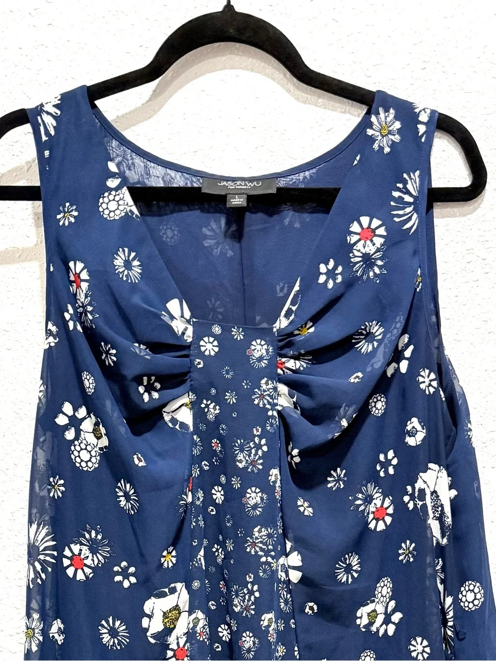 Jason Wu Navy‎ Floral Tie-Front Midi Dress L